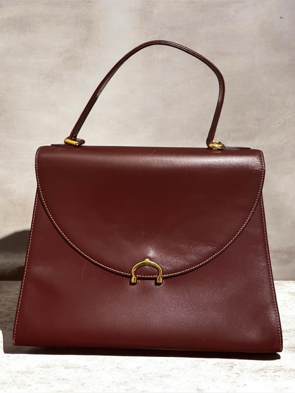Cartier Vintage Bordeaux Kelly Top Handle Bag